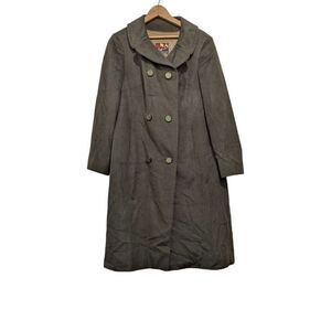 60S VTG Peacoat Dress Coat Womens Long Trench Vogue Hong Kong Green